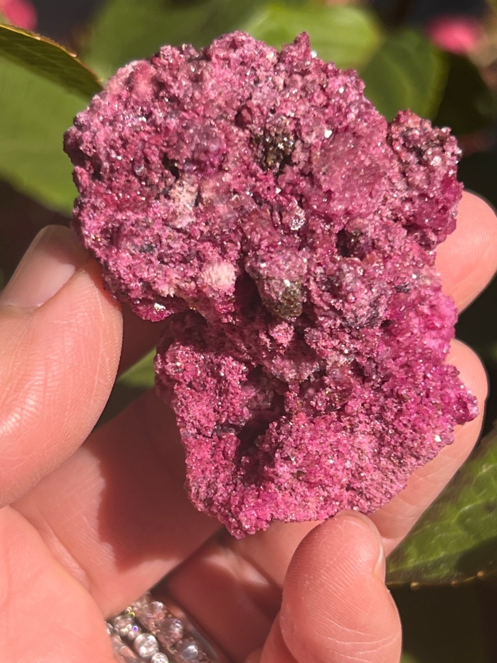 Honeycomb (2) ruby specimen with stand | crystal